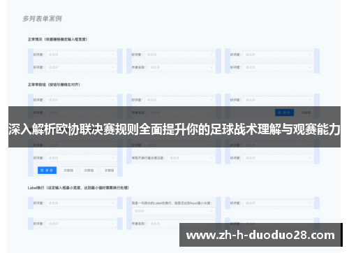 深入解析欧协联决赛规则全面提升你的足球战术理解与观赛能力